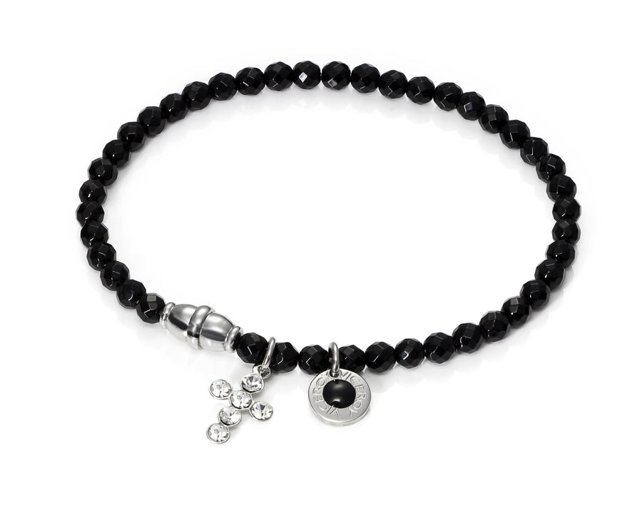 Pulsera Acero Ágata Natural Negra Sra Fashion