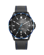 Reloj Acero Ip Negro Y Azul Y Aluminio Correa Sr Va