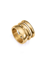 Anillo Acero Ip Dorado Ancho Sra Fashion