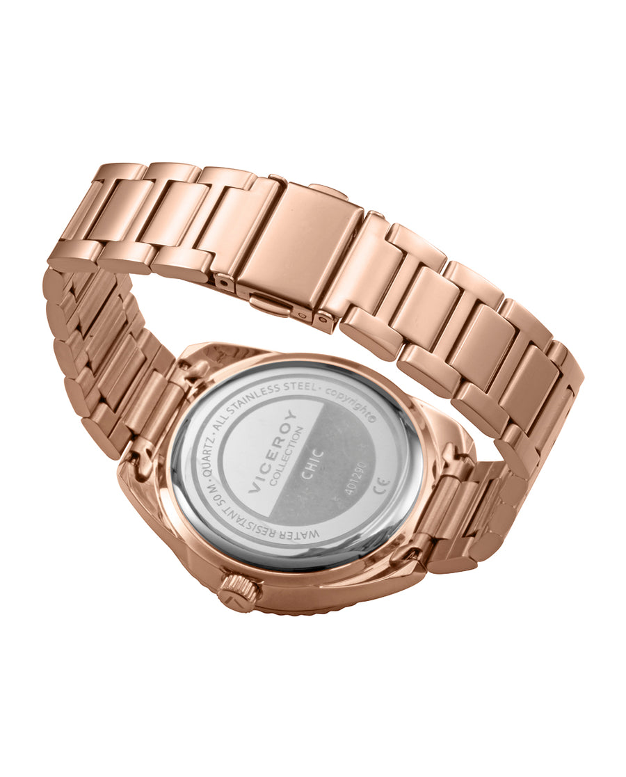 Reloj Acero Ip Rosa Brazalete Sra Va