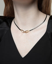 Collar Acero Ip Negro Y Dorado Sra Fashion