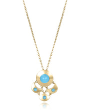 Steel Necklace Ip Gold With Blue Glass: Length 42
