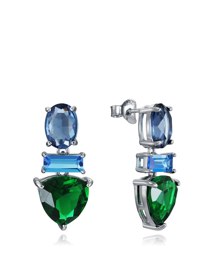 Pendientes Plata De Ley Cristal Sra Jwls