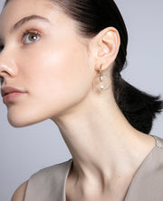 Steel Earrings 2 Perpendicular Ip Gold Hoops With