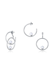 Steel Earrings 2 Perpendicular Hoops With 2 Culti