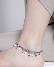 Steel Anklet With Mop And Charms: Length 22+5 Cm