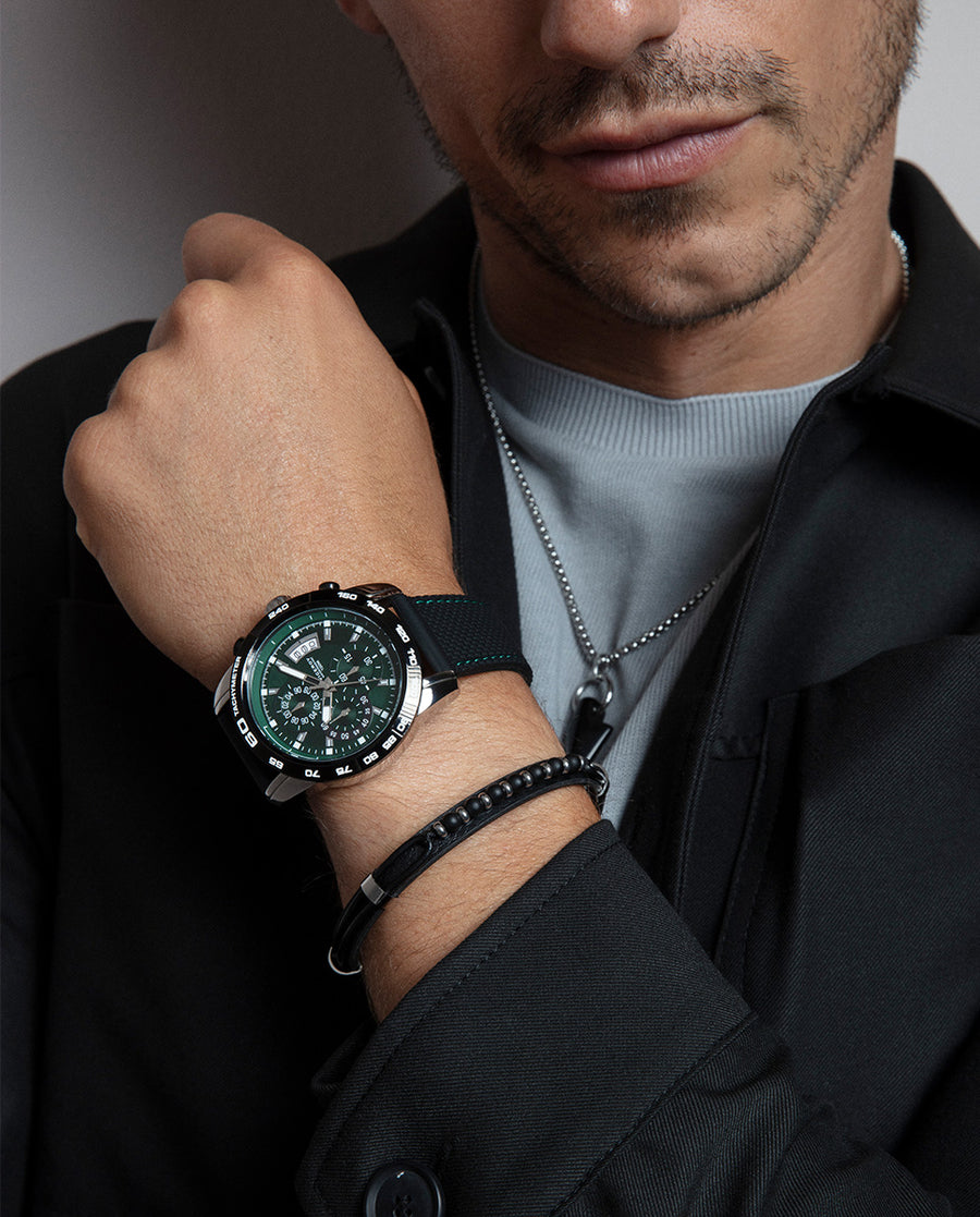 Chrono Stainless Steel Ip Black Strap Man Va