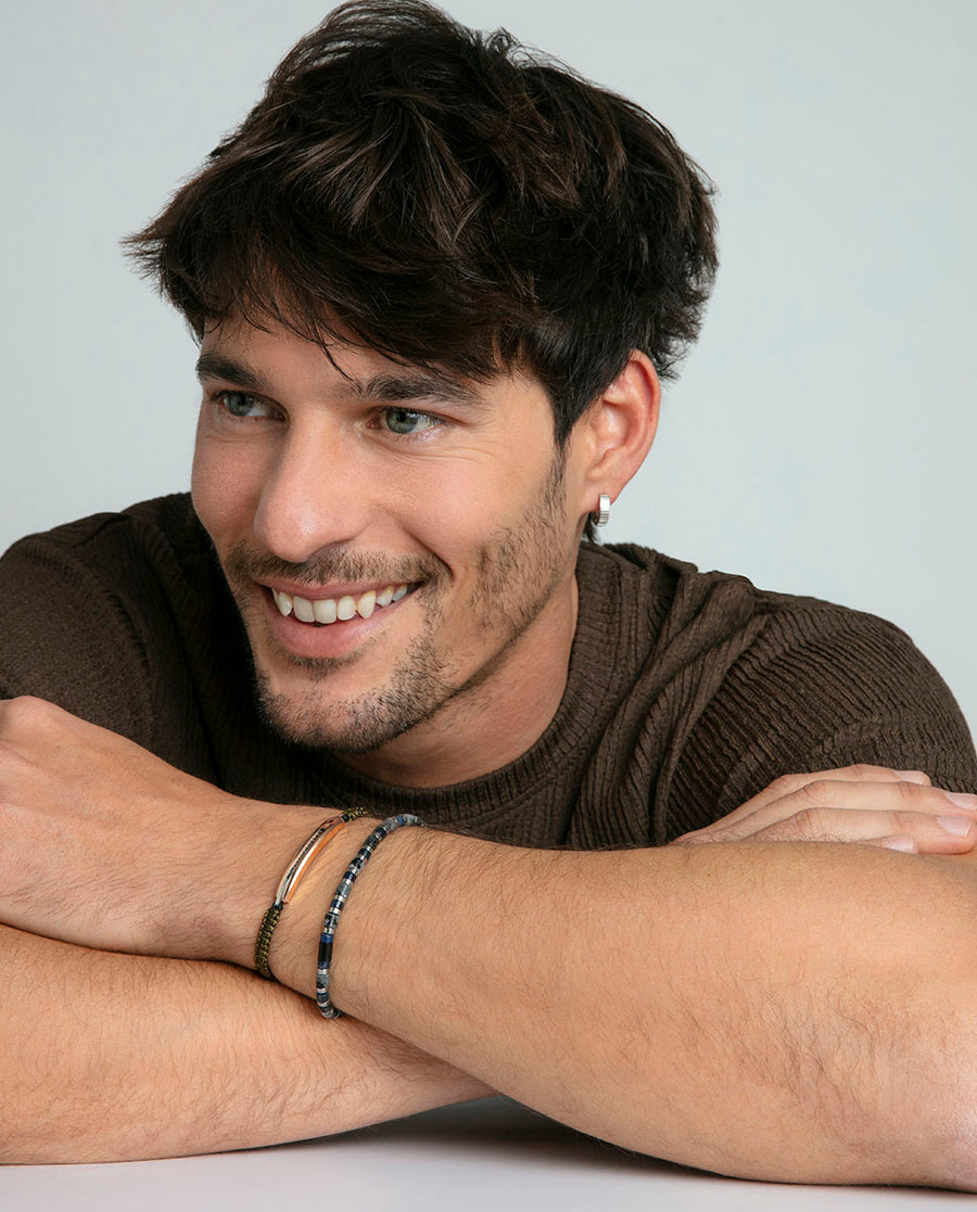 Steel Bracelet And Ip Black With Natural Stones: