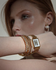 Reloj Acero Ip Dorado Brazalete Sra Va