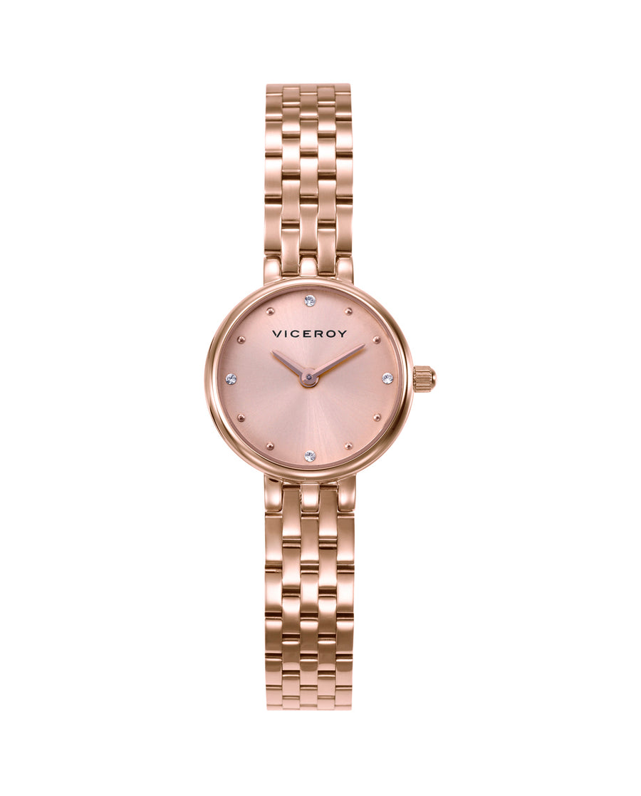Reloj Acero Ip Rosa Brazalete Sra Va