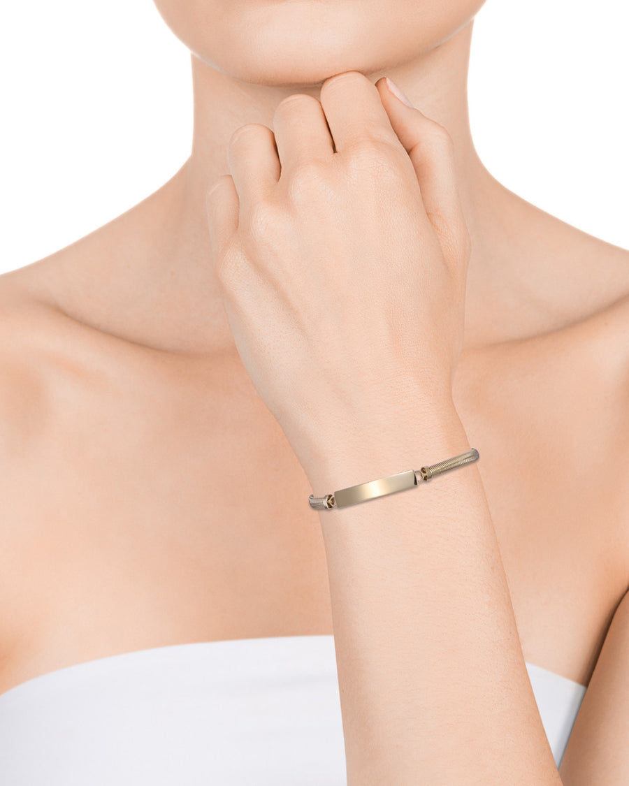 Pulsera Acero Ip Dorado Placa Sra Fn