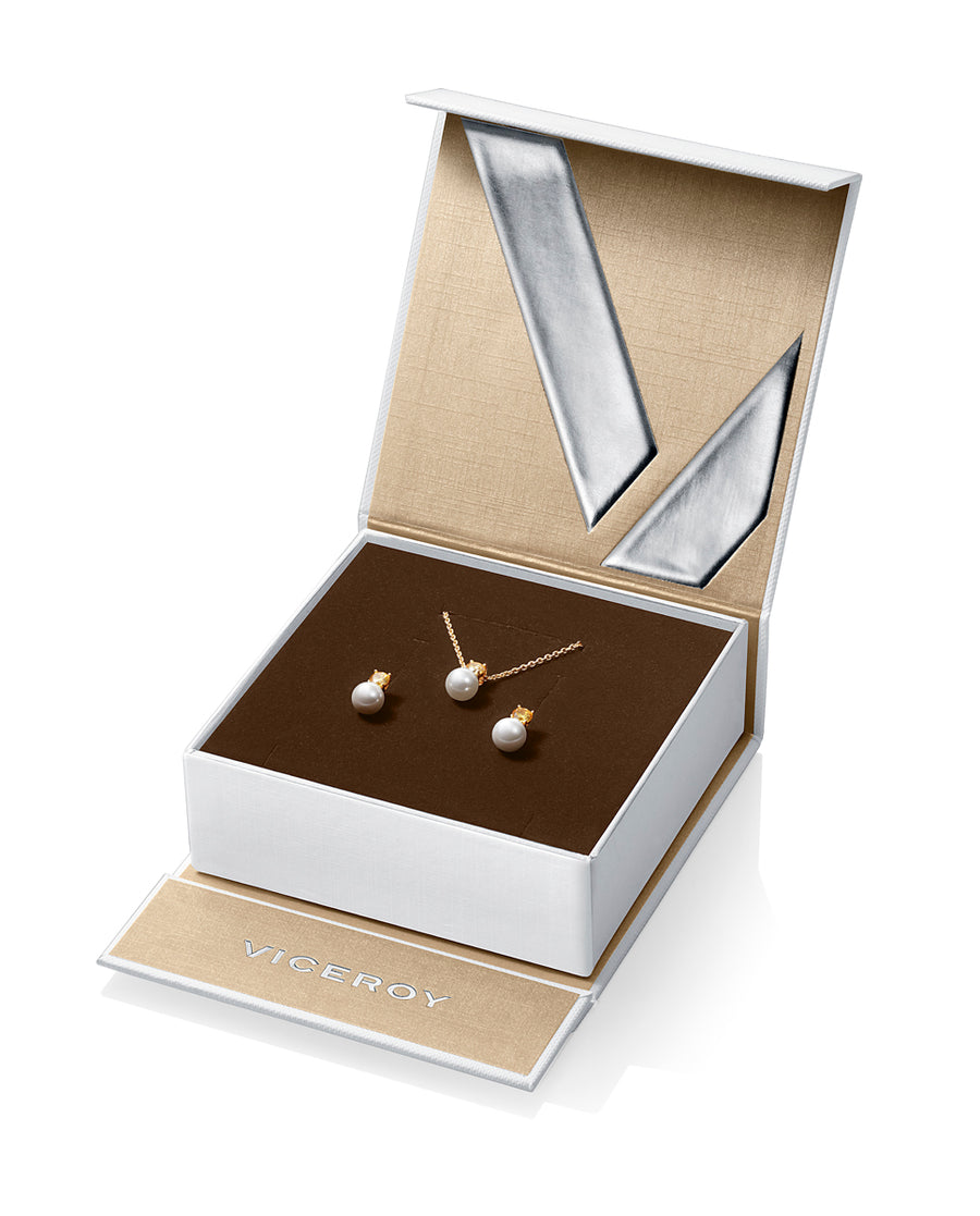 Pack Earrings And Necklace Silver Pearl Lady Jw