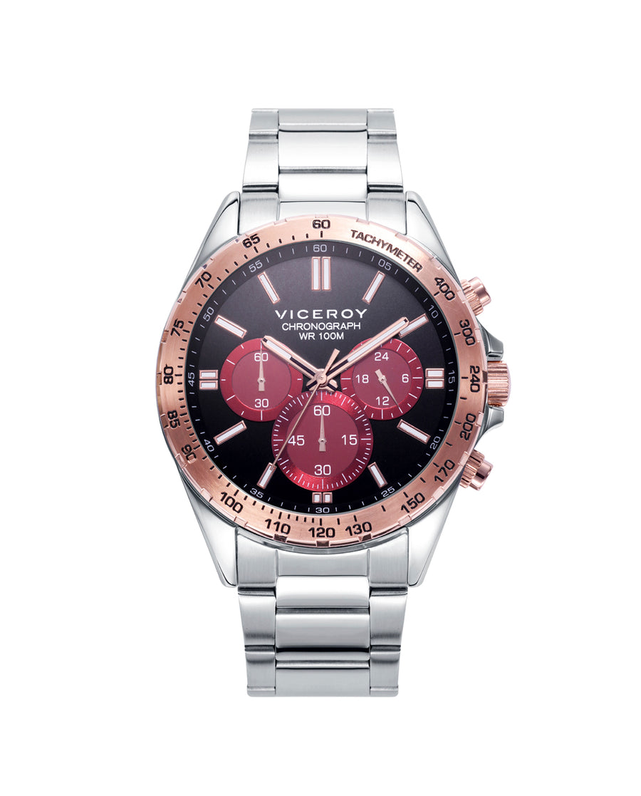 Chrono Stainless Steel Ip Rose Bracelet Man Va
