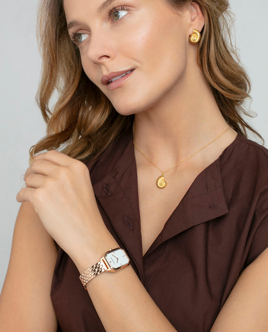Reloj Acero Ip Rosa Brazalete Sra Va