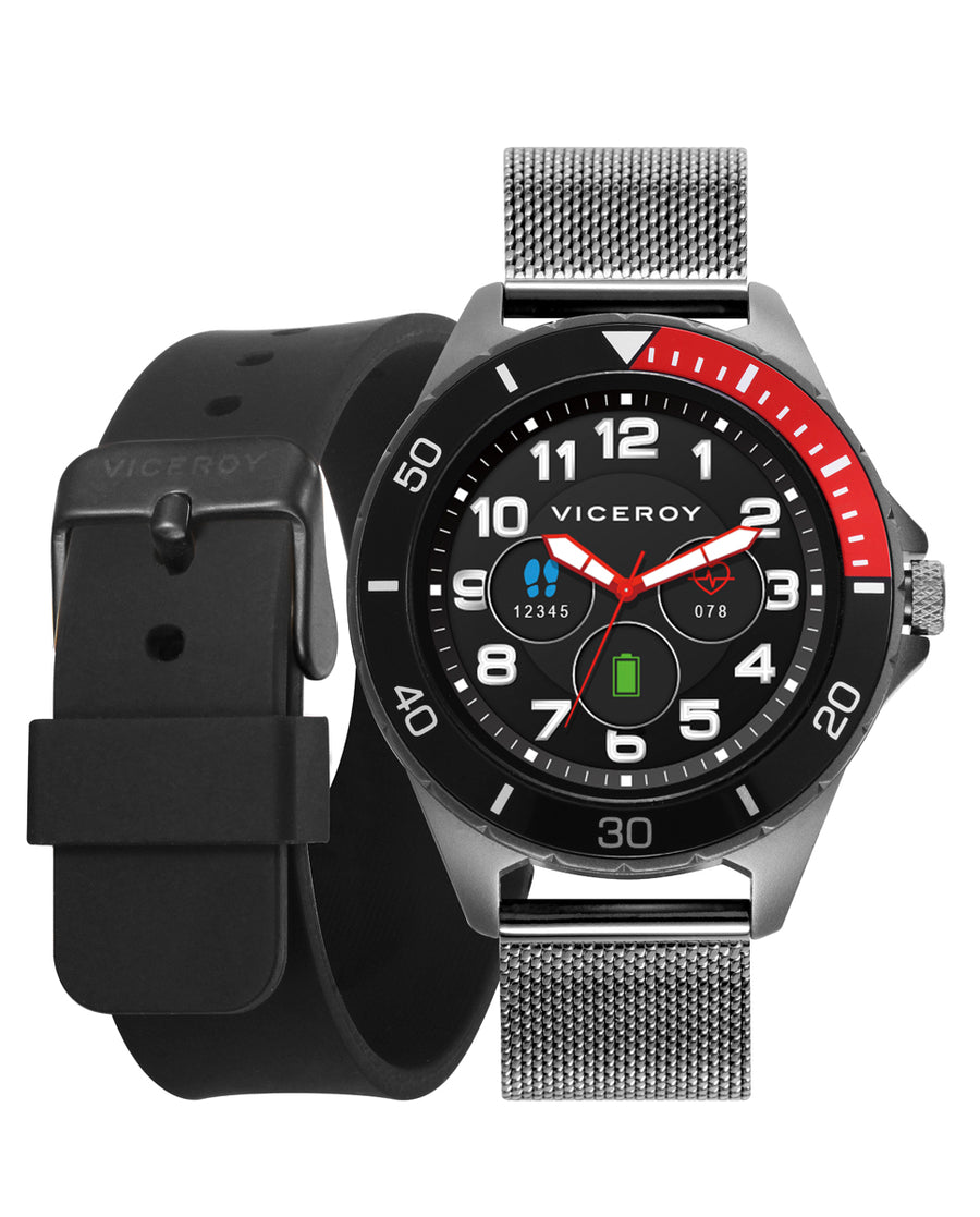 Pack Reloj Smart Aluminio Gris Brazalete Y Correa Niño Va