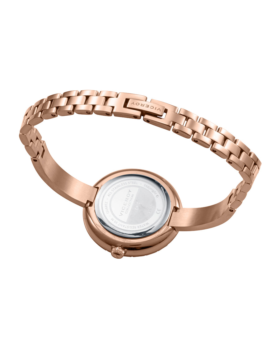Reloj Acero Ip Rosa Brazalete Sra Va