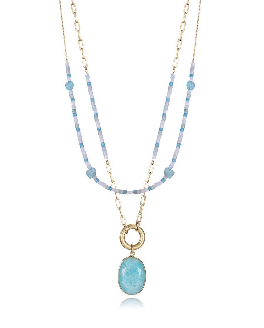 Steel Necklace Ip Gold Double, One Chain With Pen