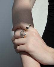 Sterling Silver Ring With Gold And Rhodium Platin