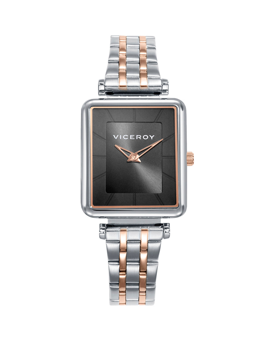 Reloj Acero Ip Rosa Brazalete Sra Va