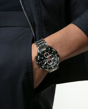 Crono Acero Ip Negro Brazalete Sr Va