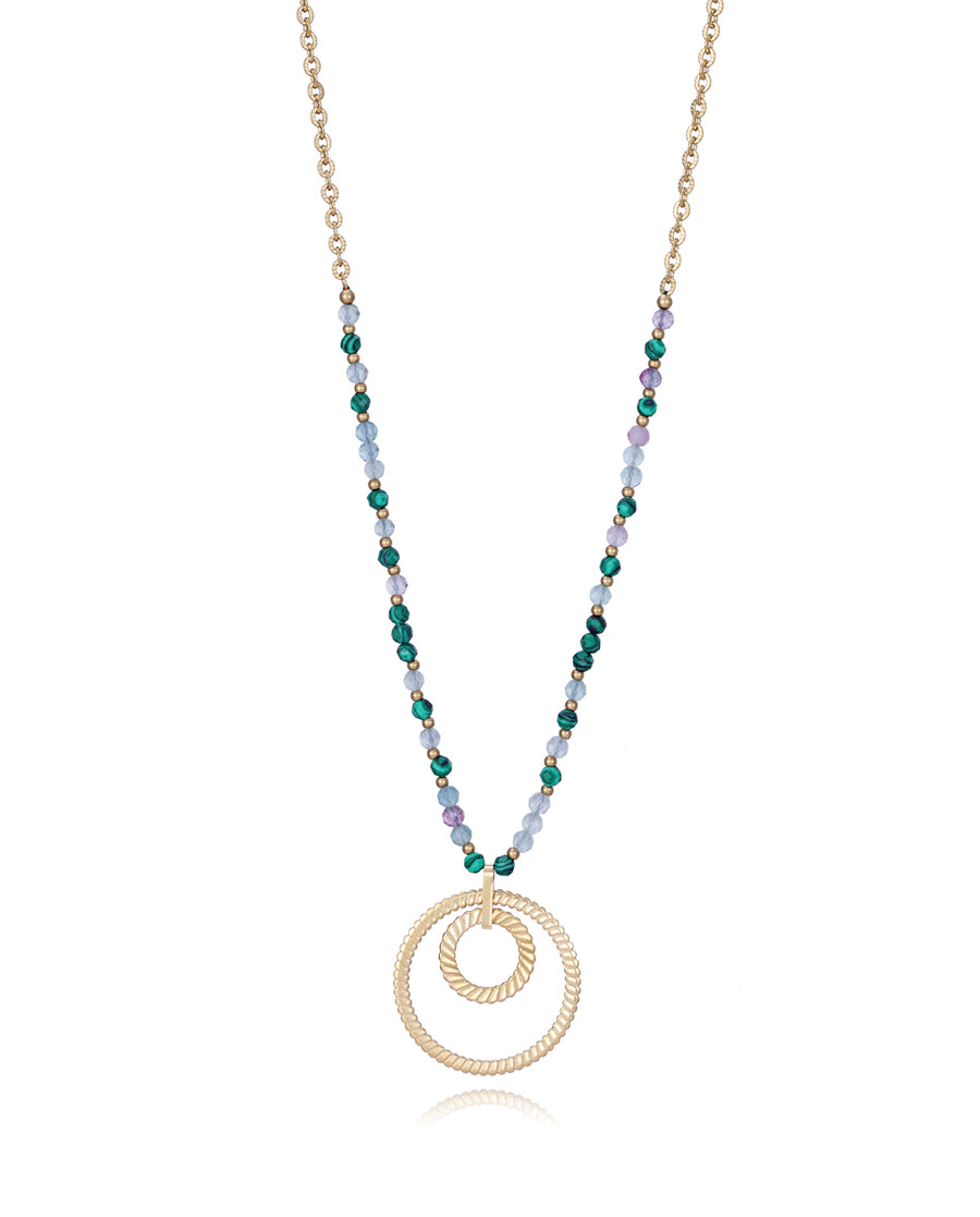 Collar Acero Ip Dorado Piedras Sra Fn