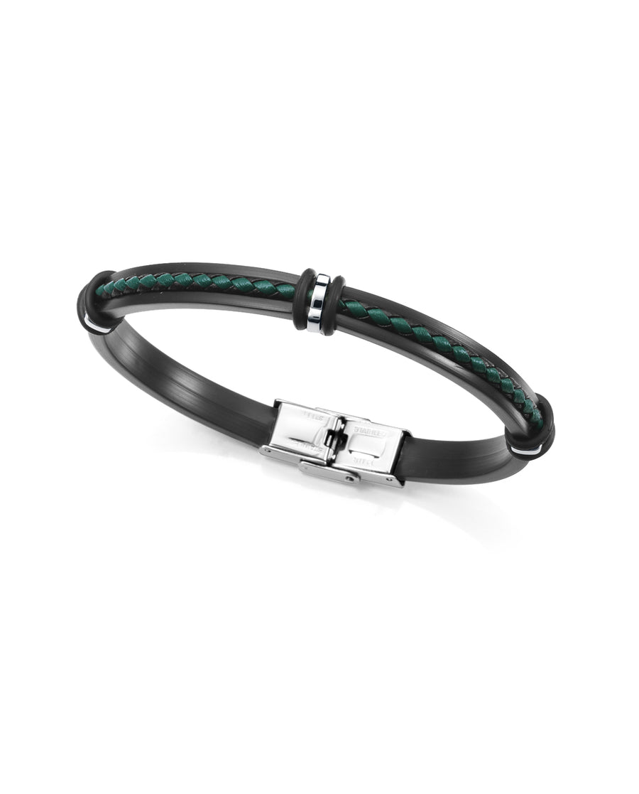 Puls Silicona Y Piel Negra Y Acero Sr Fn