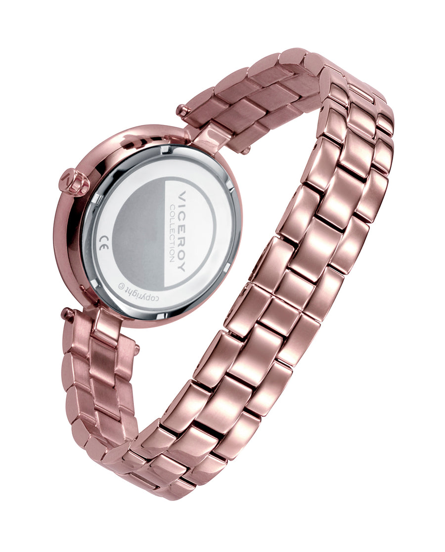 Reloj Acero Ip Rosa Brazalete Sra Va