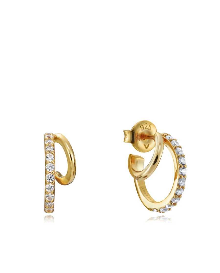 Pnd Plata Ley Dorado Aros Circonitas Sra Jwls