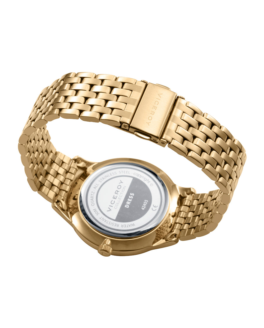 Reloj Acero Ip Dorado Brazalete Sr Va