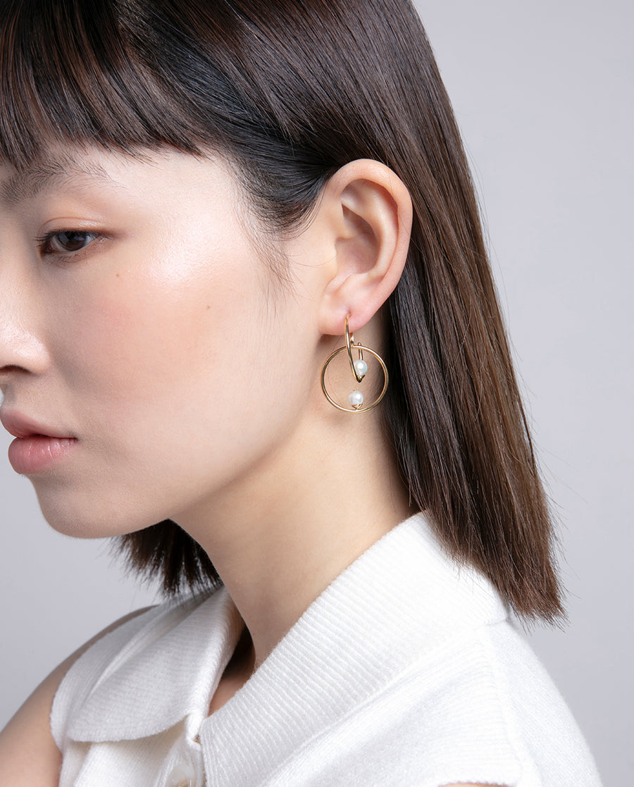 Steel Earrings 2 Perpendicular Ip Gold Hoops With