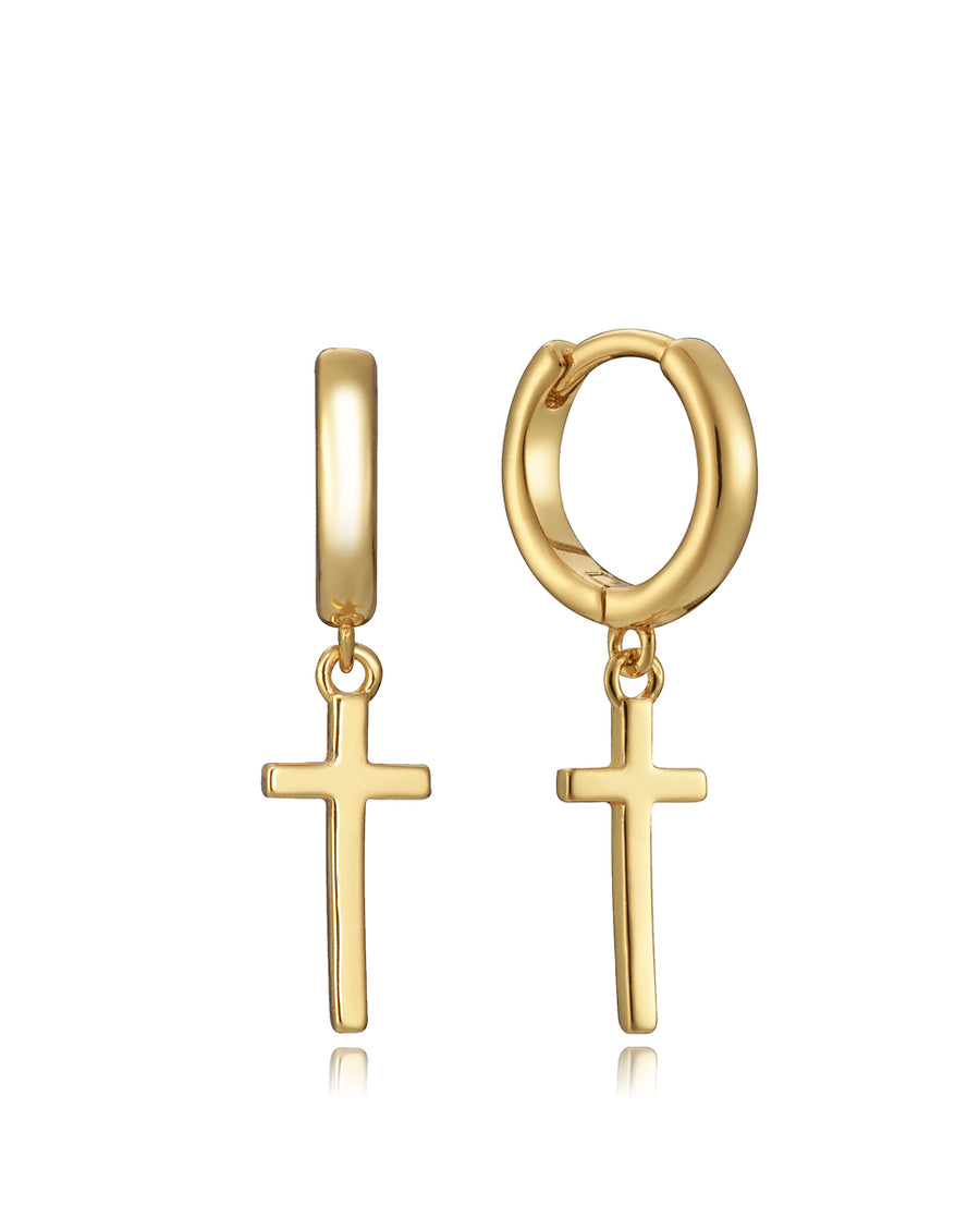 Pnd Sterling Silver Gold Cross Hoop Mme Fn