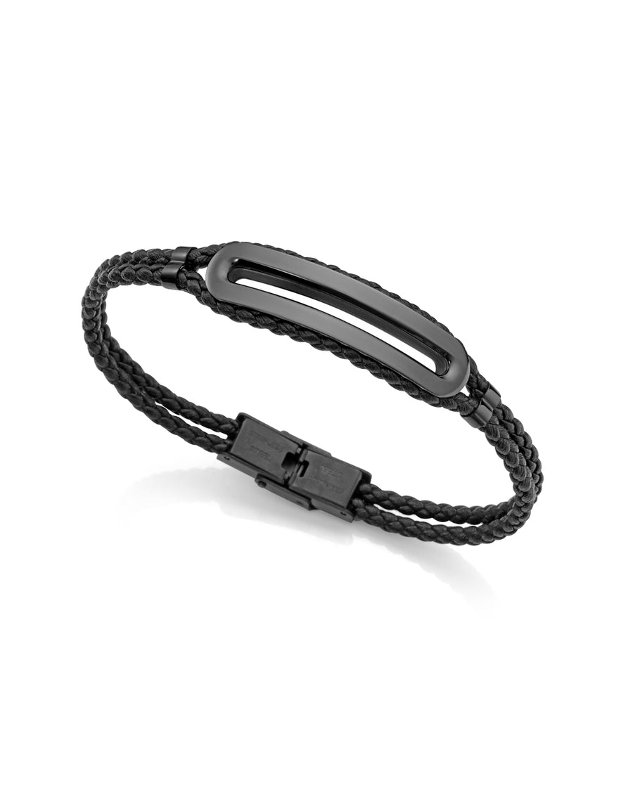 Puls Acero Ipblack Placa Piel Negra Sr Fn