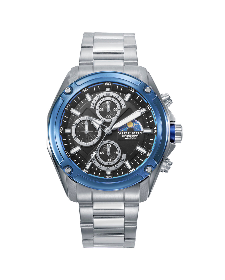 Crono Acero Ip Azul Brazalete Sr Va