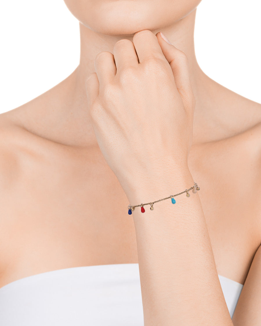 Steel Bracelet Ip Gold With Pendants And Coloured