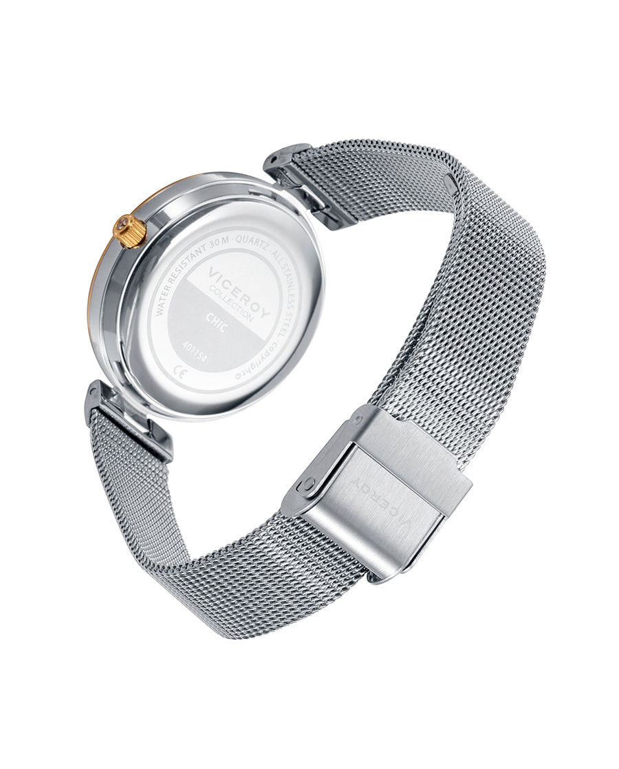 Reloj Acero Ip Dorado Brazalete Sra Va