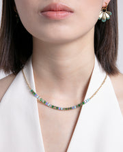Steel Earrings Ip Gold With Flower In Steel And G