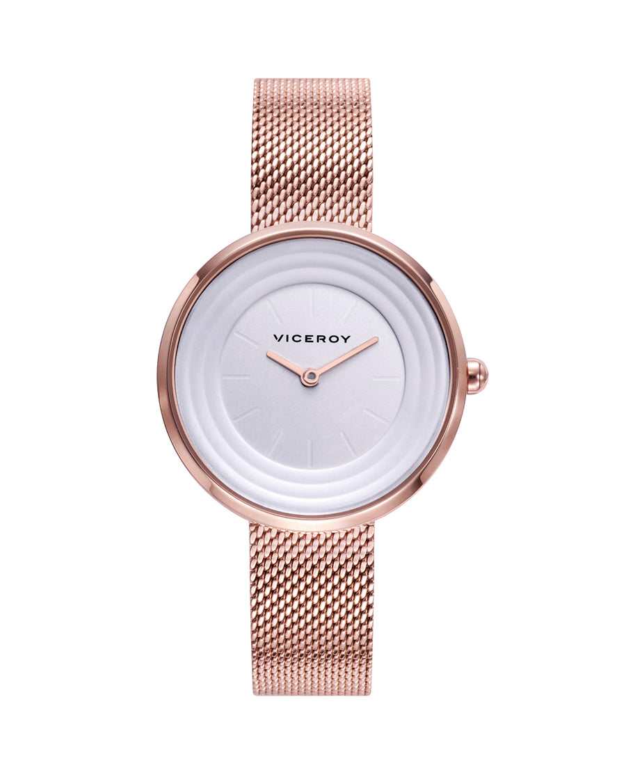 Reloj Acero Ip Rosa Brazalete Sra Va