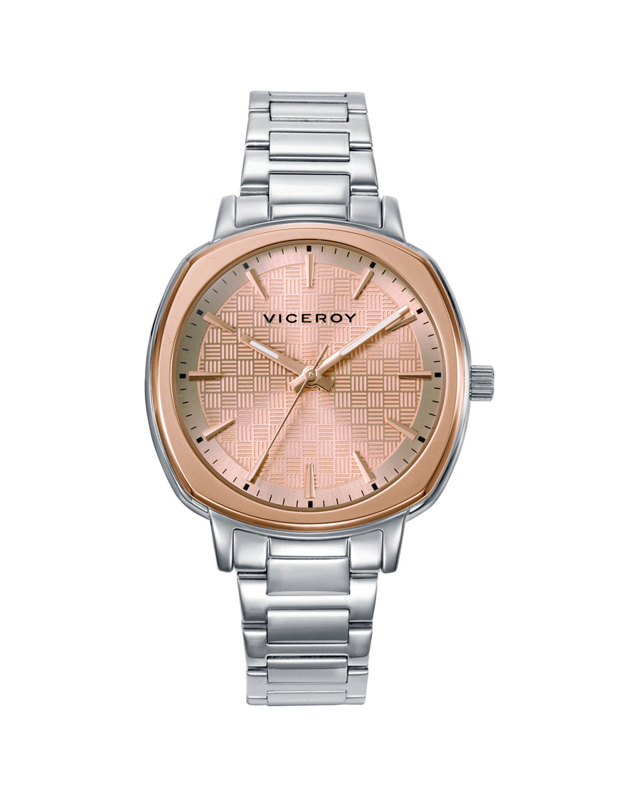 Reloj Acero Ip Rosa Brazalete Sra Va