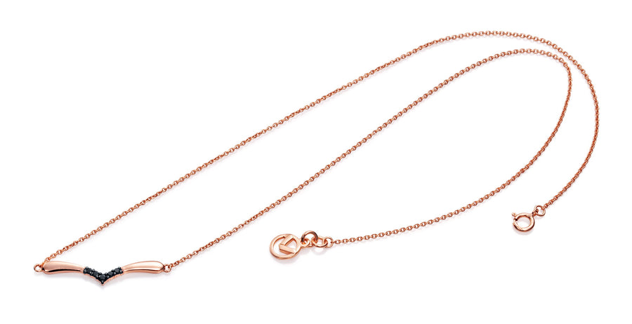 Collar Plata Chap Oro Rosa 18kt Y Cristal Neg Sra