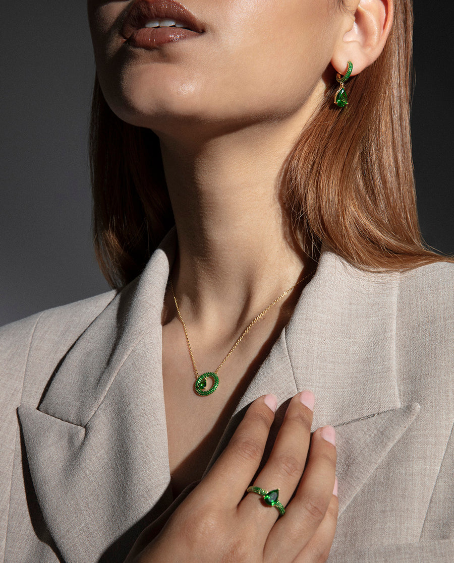Sterling Silver Earrings With Gold Plating, Green