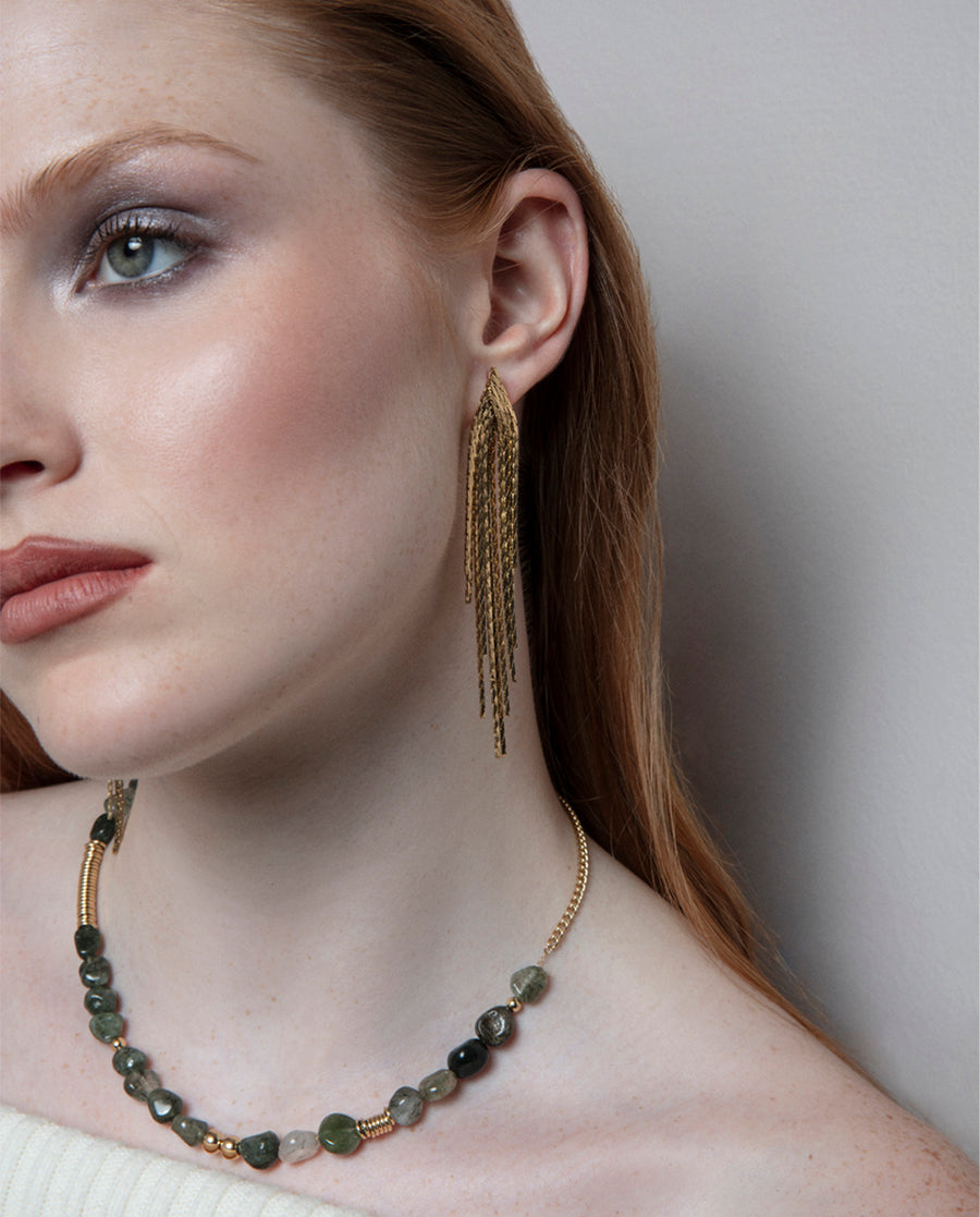 Collar Acero Ip Dorado Y Piedra Nat Sra Fn