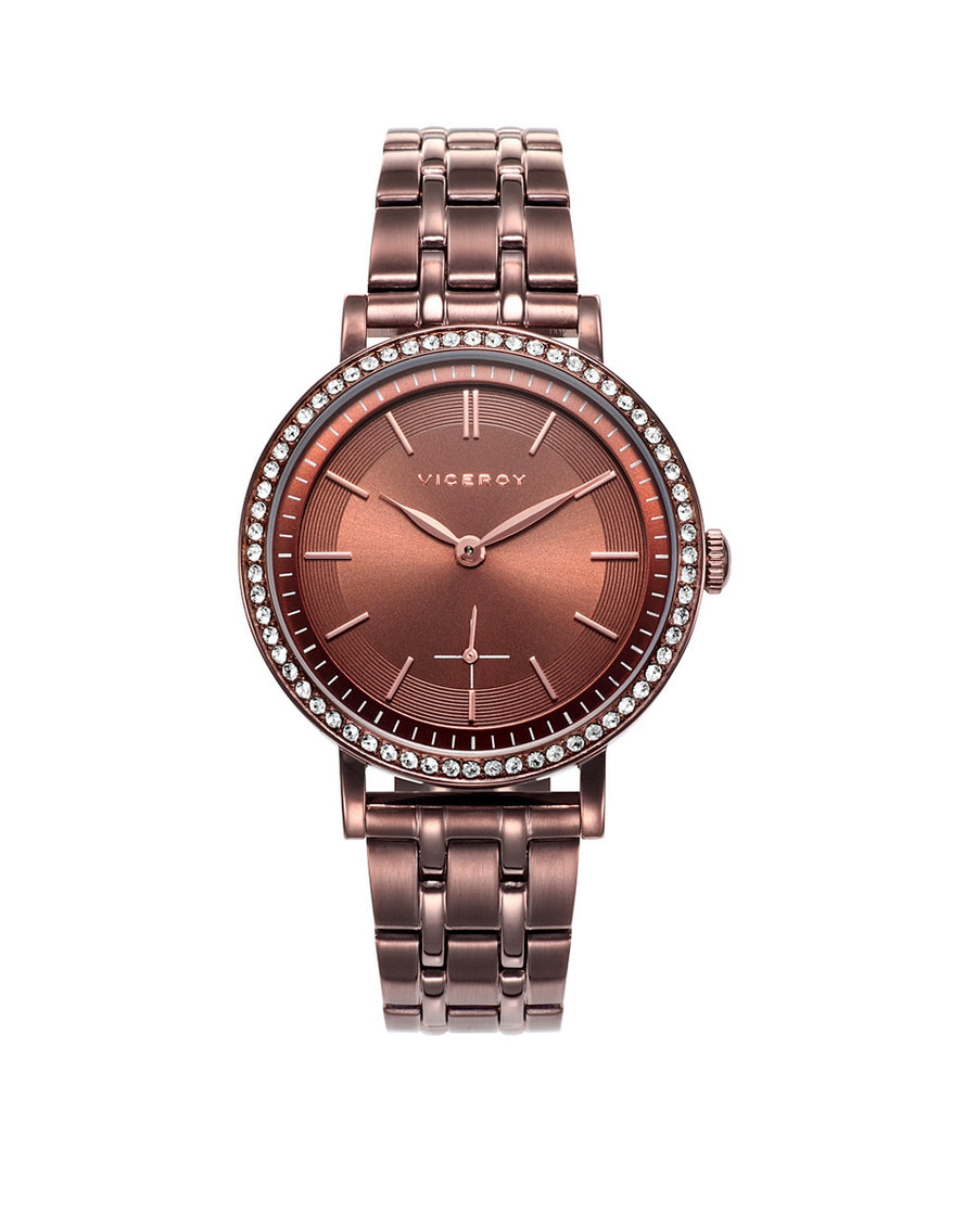 Reloj Acero Ip Marrón Brazalete Sra Chic Va