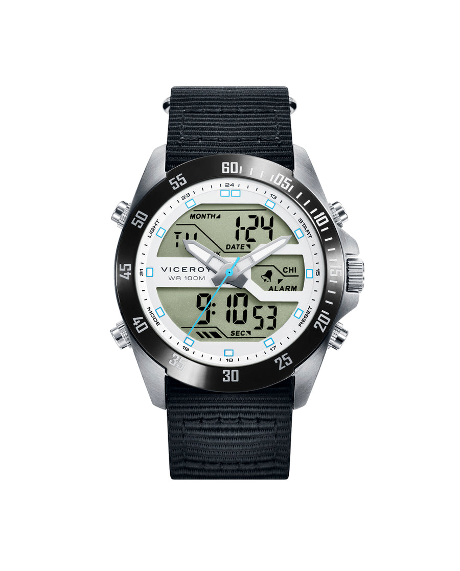 S/ Steel Ip Black Anadigit Watch Strap Boy Next