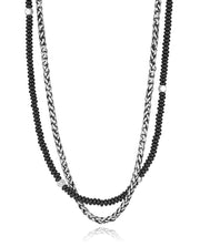 Double Necklace In Steel With Ip And Natural Blac