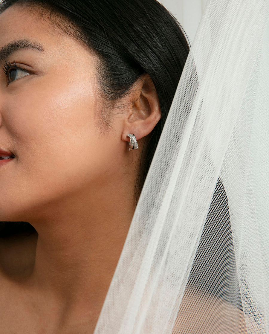 Sterling Silver Earrings With Rhodium Plating And