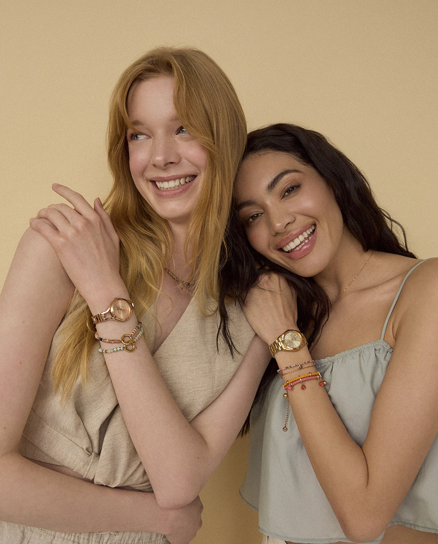 Steel Bracelet Ip Gold With Coloured Stones: Leng