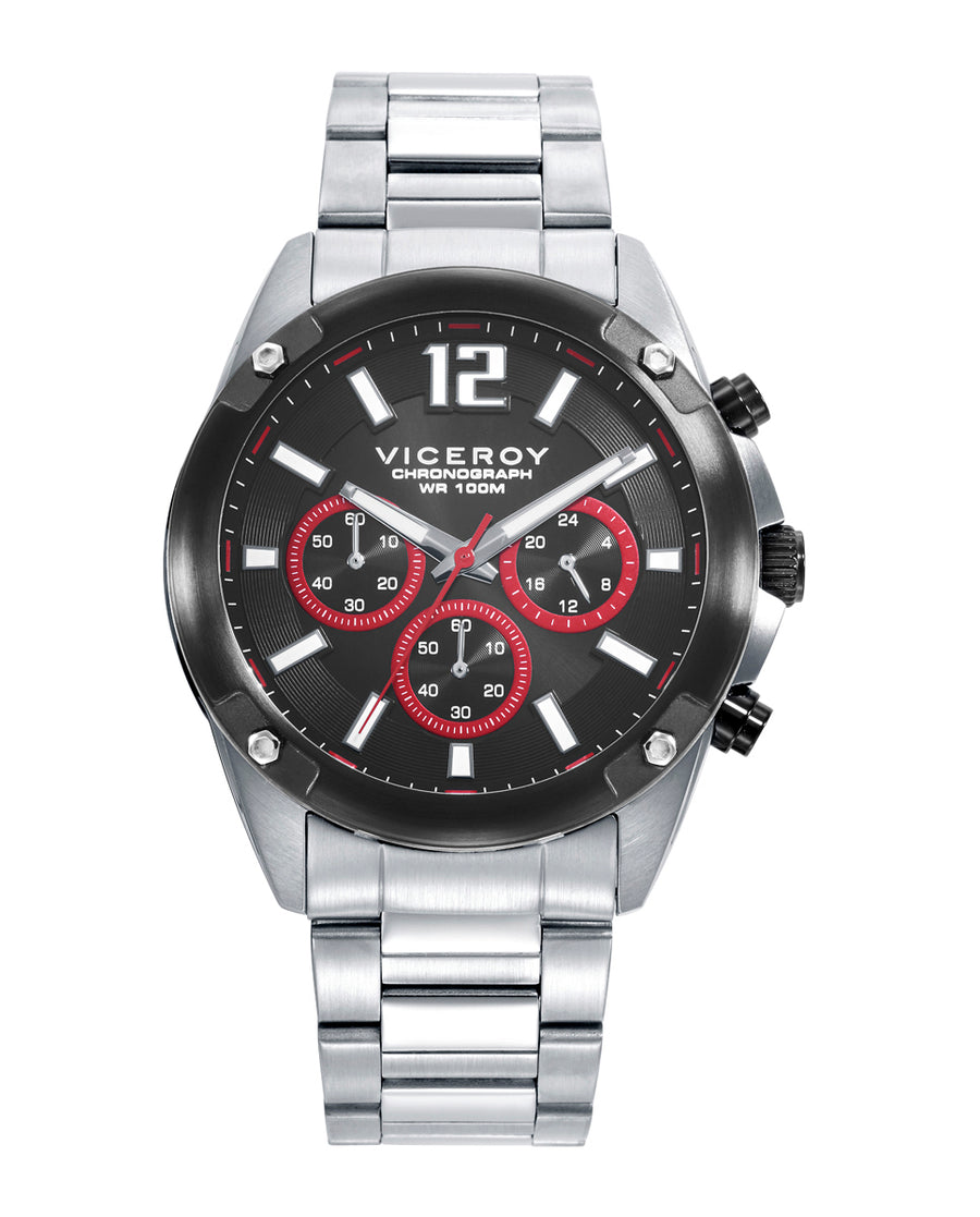Crono Acero Ip Negro Brazalete Sr Va