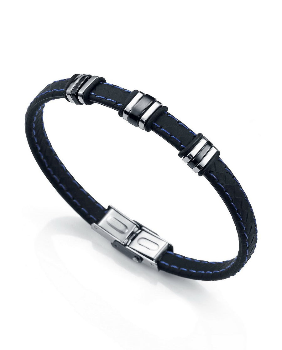 Pulsera  Acero, Ip Negro Y Silicona Sr Fashion