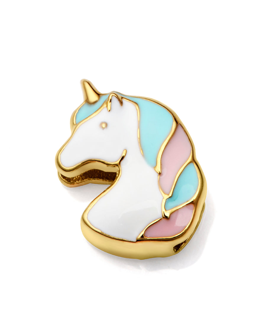 Motivo Acero Ipdorado Cabeza Unicornio Rosa  Niña