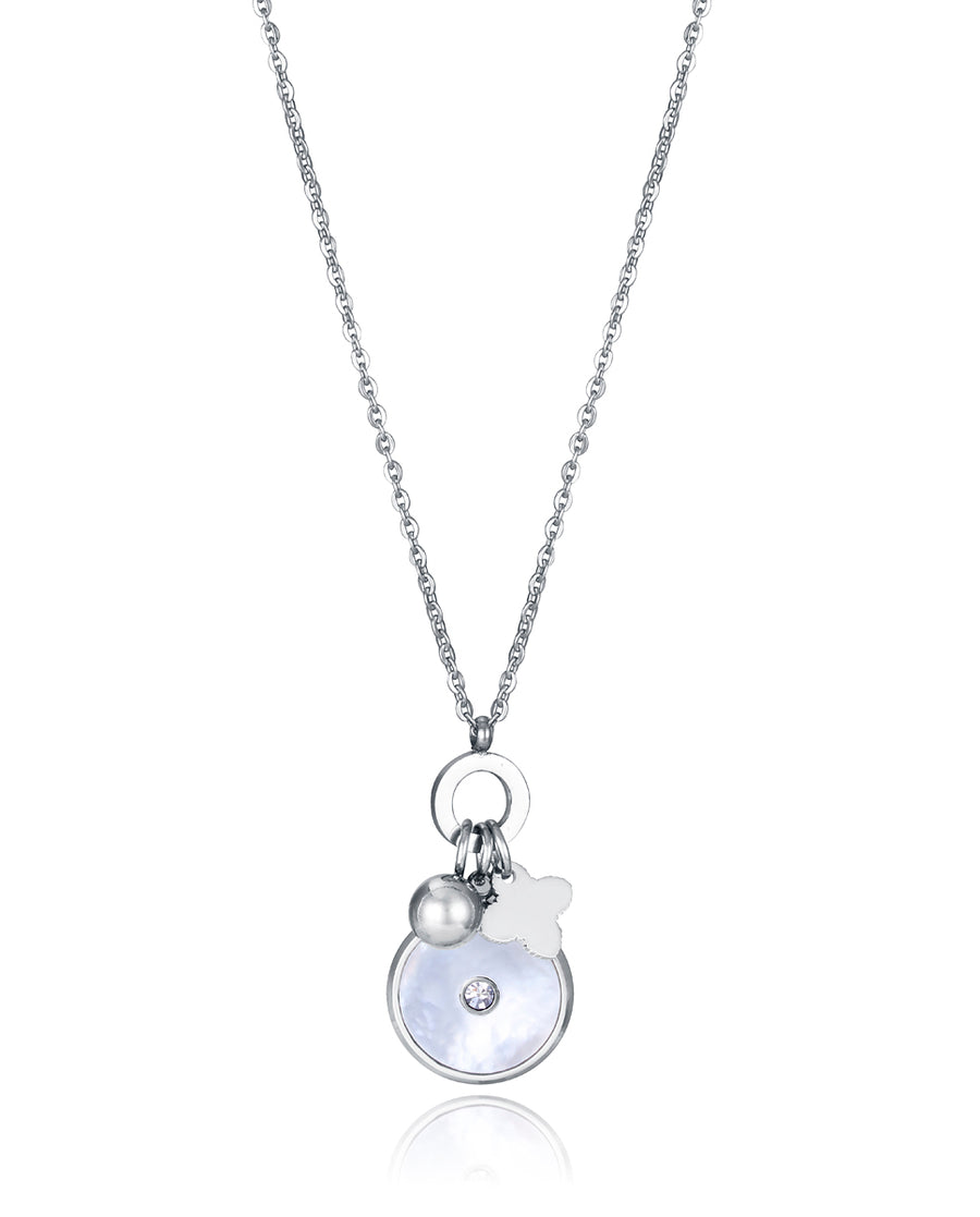 Collar Acero, Madre Perla Y Crist Sra Fn